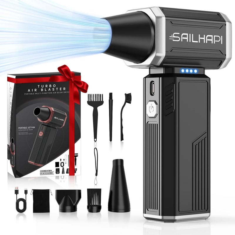 SAILHAPI Compressed Air Duster 300000RPM, Handheld Office Duster Brushless Motor Replaced Canned Air, Rechargeable Durable Turbo Blower for PC Gamers, Barber & Snow Removal, Birthday Gifts for Dad - Image 1